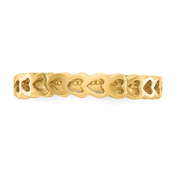 14k Polished Chain Hearts Ring