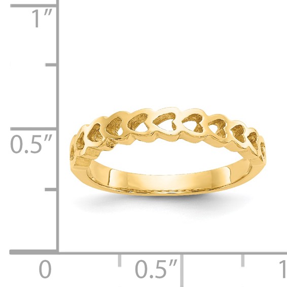 14k Polished Chain Hearts Ring