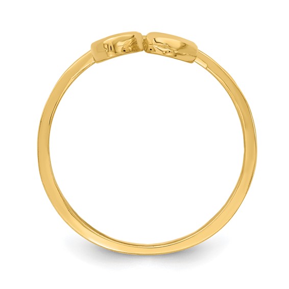 14K Double Heart Drop Ring