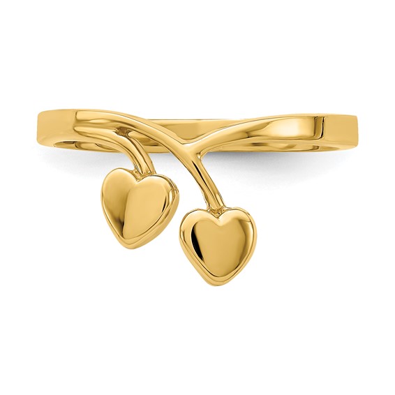 14K Double Heart Drop Ring