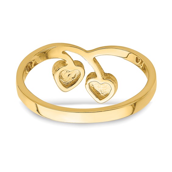 14K Double Heart Drop Ring