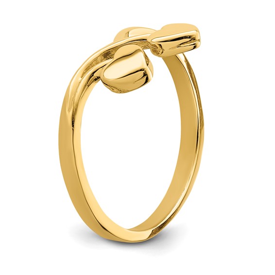 14K Double Heart Drop Ring