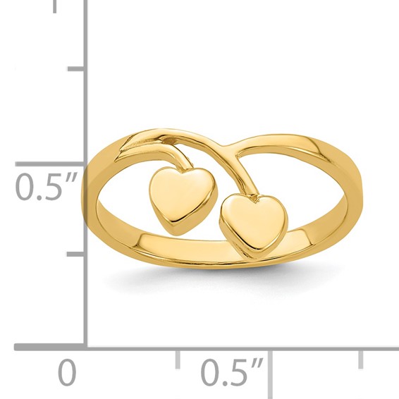 14K Double Heart Drop Ring
