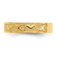 14K Yellow Gold Polished X and Hearts Ring view 4
