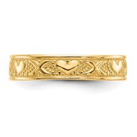 14K Yellow Gold Polished X and Hearts Ring view 5