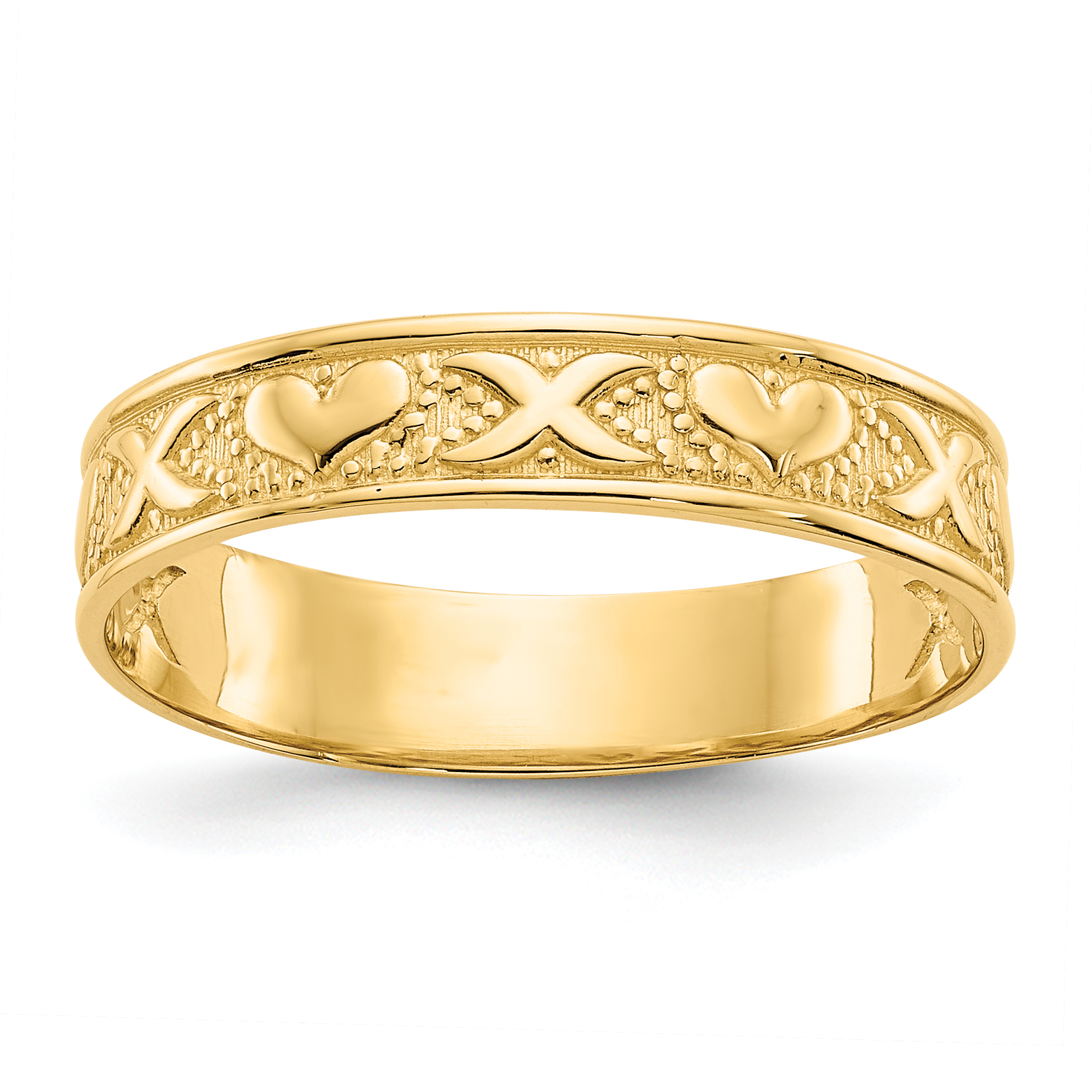 14K Polished X and Hearts Ring (K4578)