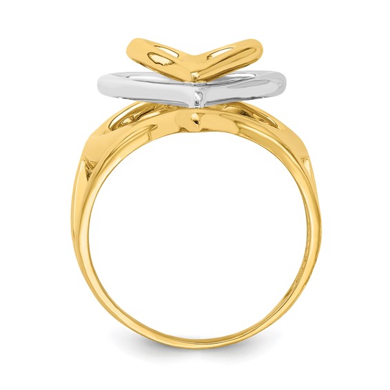 14K Two-tone Triple Stacked Heart Ring