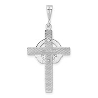 14K White Gold Claddagh Cross Pendant view 3