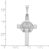 14K White Gold Claddagh Cross Pendant view 4