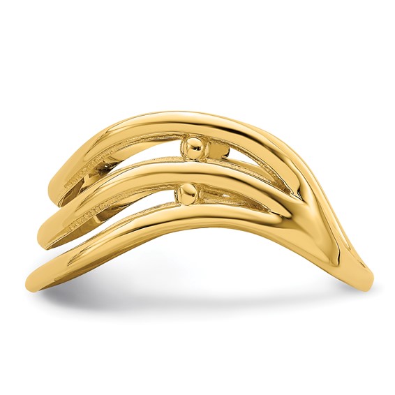 14K Polished Triple Wave Fashion Thumb Ring Size 9