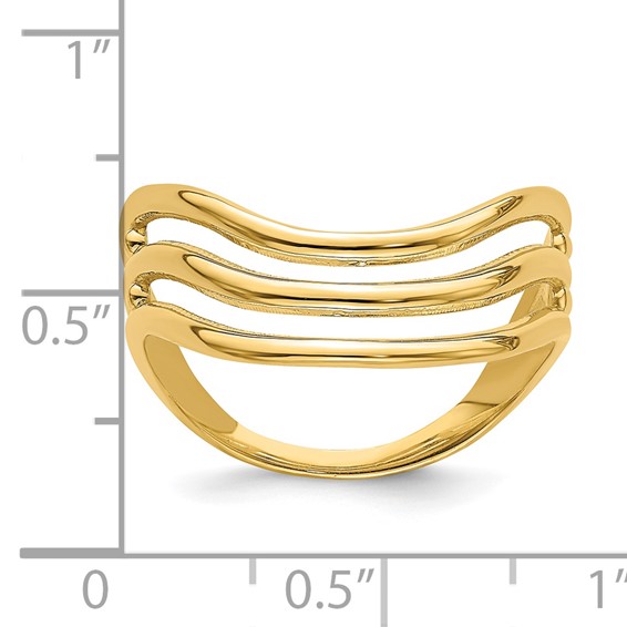 14K Polished Triple Wave Fashion Thumb Ring Size 9