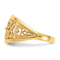 14K Yellow Gold Fleur-De-Lis Tapered Filigree Ring view 4