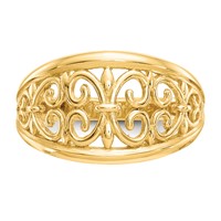 14K Yellow Gold Fleur-De-Lis Tapered Filigree Ring view 5