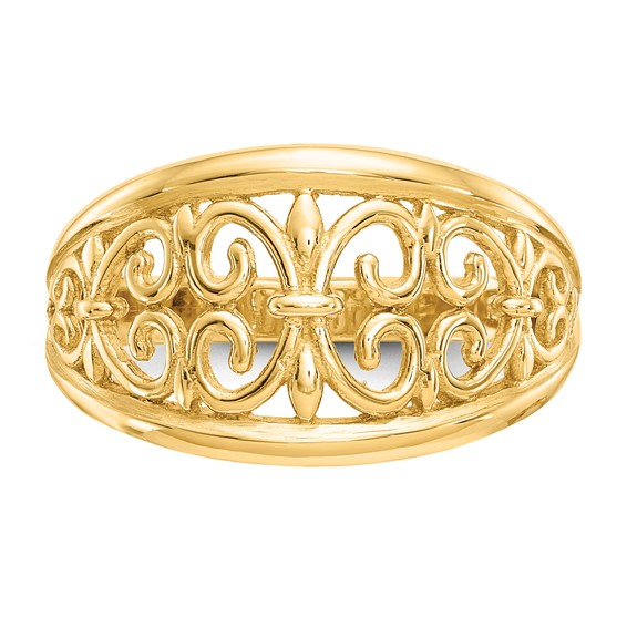 Gold Polished Fleur De Lis Rings