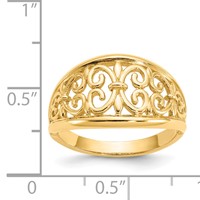 14K Yellow Gold Fleur-De-Lis Tapered Filigree Ring view 3