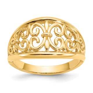 Gold Polished Fleur De Lis Rings