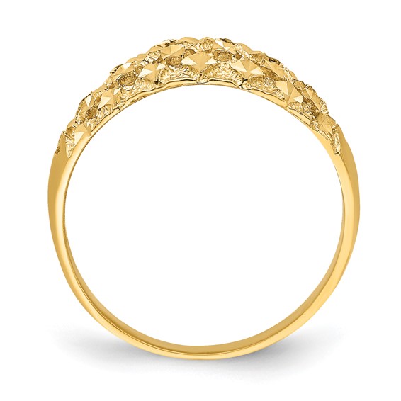 14K Diamond-cut Mini Diamond Pattern Dome Ring