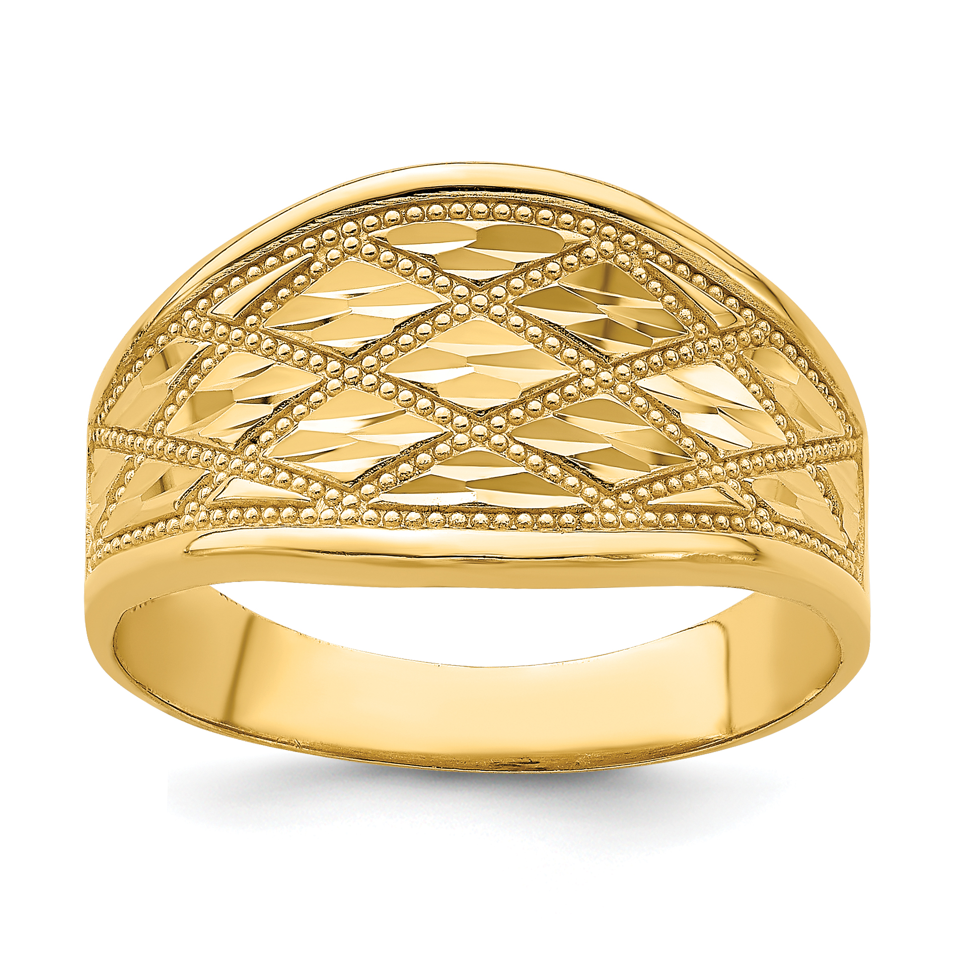 14K Diamond-Cut Quilted Pattern Ring (K4615)