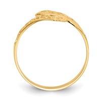 14K Yellow Gold Lacey Diamond-cut By-pass Ring view 2