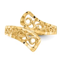 14K Yellow Gold Lacey Diamond-cut By-pass Ring view 5