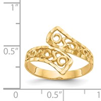 14K Yellow Gold Lacey Diamond-cut By-pass Ring view 3