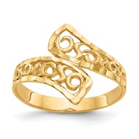 14K Yellow Gold Lacey Diamond-cut By-pass Ring view 1