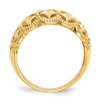 14K Yellow Gold Diamond-cut Scalloped Edge Pattern Dome Ring view 2
