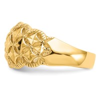 14K Yellow Gold Diamond-cut Scalloped Edge Pattern Dome Ring view 4