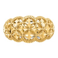 14K Yellow Gold Diamond-cut Scalloped Edge Pattern Dome Ring view 5