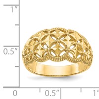 14K Yellow Gold Diamond-cut Scalloped Edge Pattern Dome Ring view 3