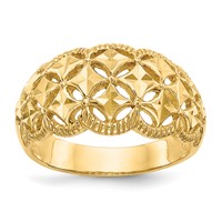 14K Yellow Gold Diamond-cut Scalloped Edge Pattern Dome Ring view 1
