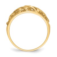 14K Yellow Gold Paisley Diamond-cut Design Dome Ring view 2