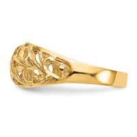 14K Yellow Gold Paisley Diamond-cut Design Dome Ring view 4