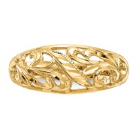 14K Yellow Gold Paisley Diamond-cut Design Dome Ring view 5