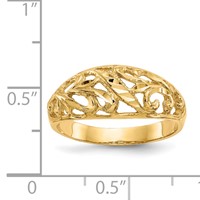 14K Yellow Gold Paisley Diamond-cut Design Dome Ring view 3