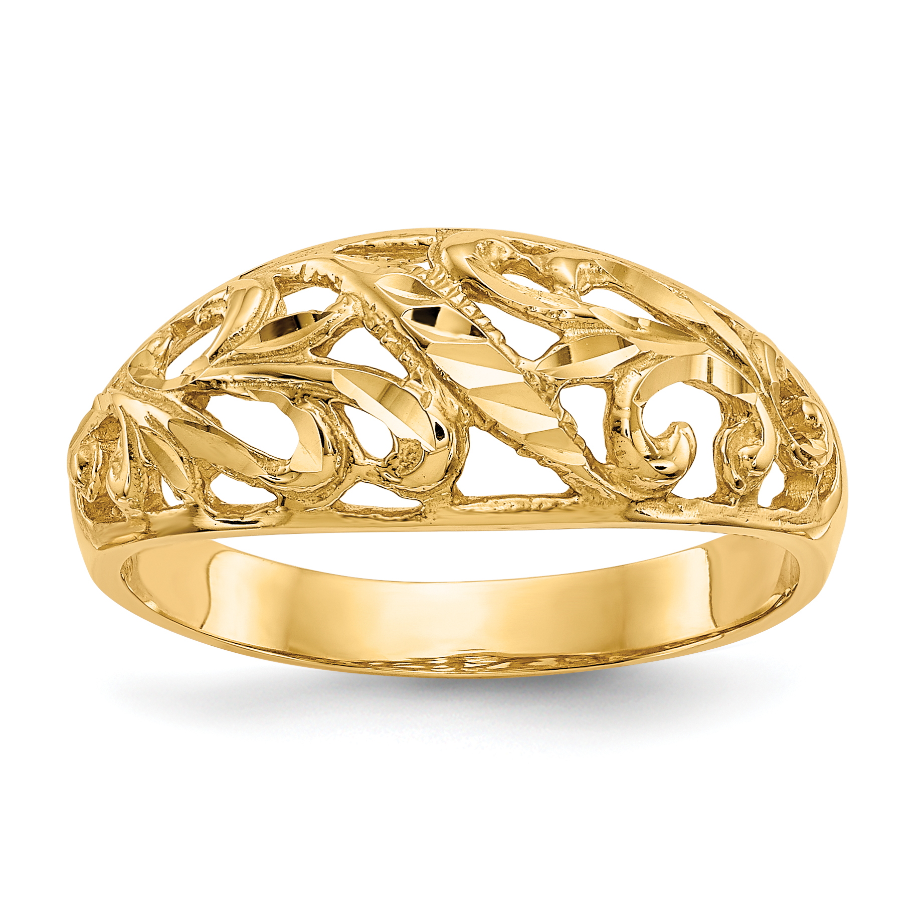 14K Paisley Diamond-cut Design Dome Ring (K4624)