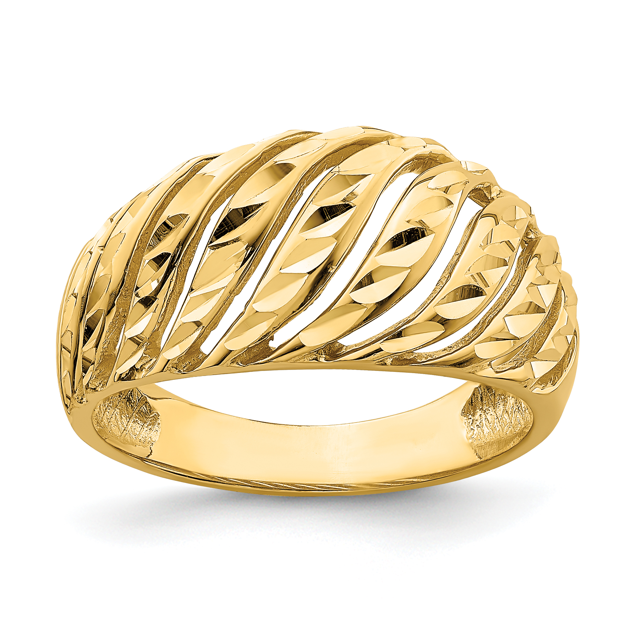 14K Open Slash Diamond-cut Dome Ring (K4626)