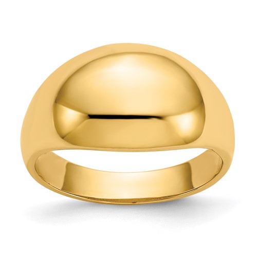 14K 10mm Yellow Gold Domed-top Tapered Cigar Band Ring