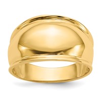 14K Yellow Gold Ridge-edged Dome Ring view 1