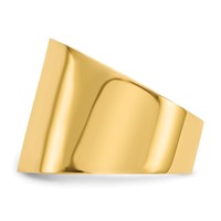 14K 15mm Yellow Gold Flat-top Tapered Cigar Band Ring view 4