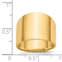 14K 15mm Yellow Gold Flat-top Tapered Cigar Band Ring view 3