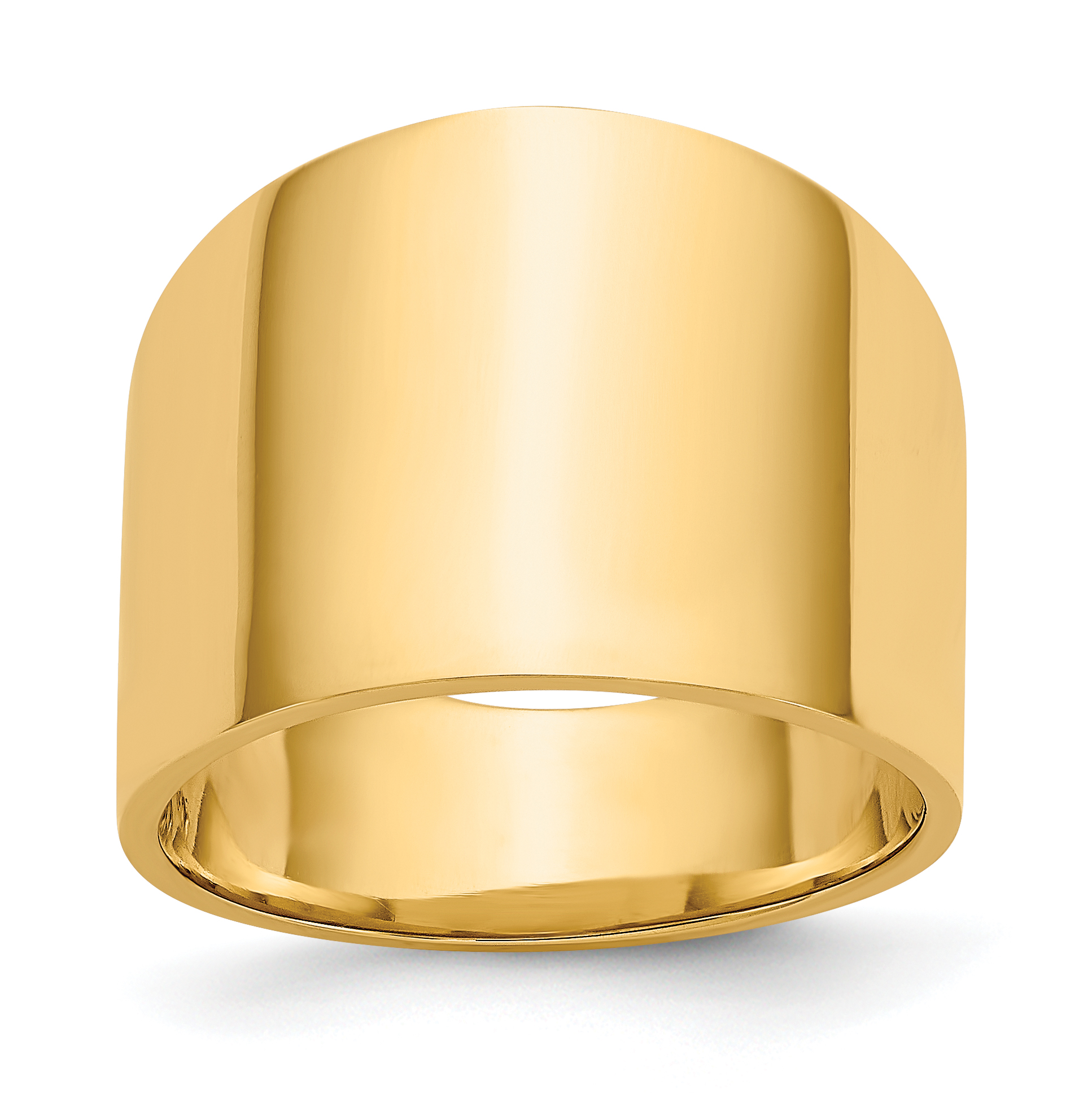 14K 15mm Flat-top Tapered Cigar Band Ring (K4632)