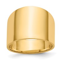 14K 15mm Yellow Gold Flat-top Tapered Cigar Band Ring view 1