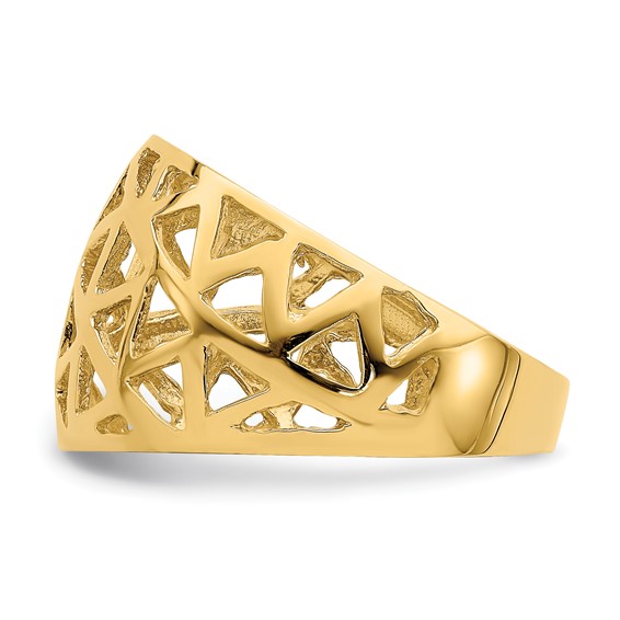14K Triangle Cut-out Pattern Dome Ring