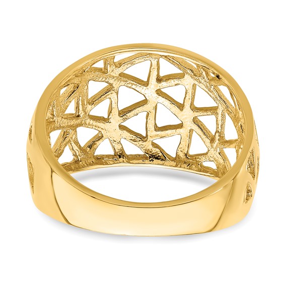 14K Triangle Cut-out Pattern Dome Ring