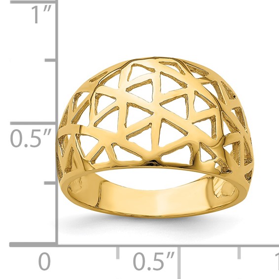 14K Triangle Cut-out Pattern Dome Ring