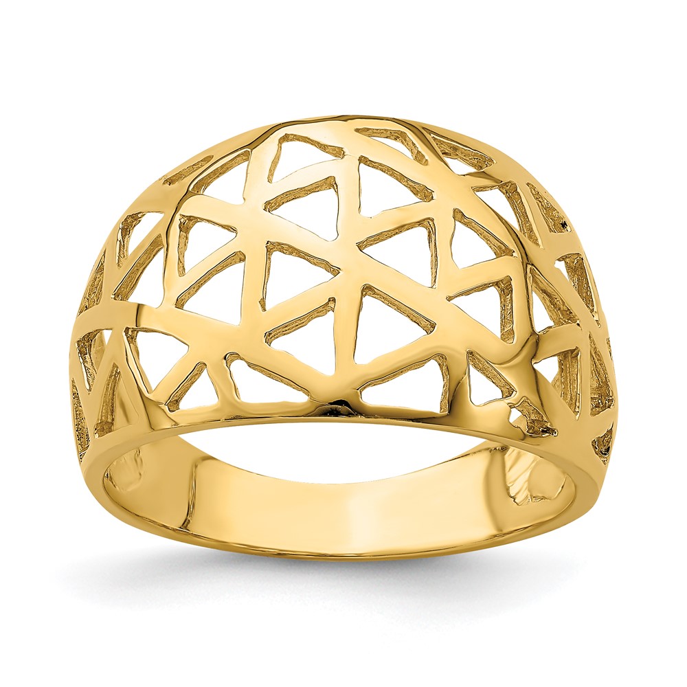 14K Triangle Cut-out Pattern Dome Ring