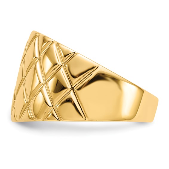 14K Quilted Pattern Dome Ring