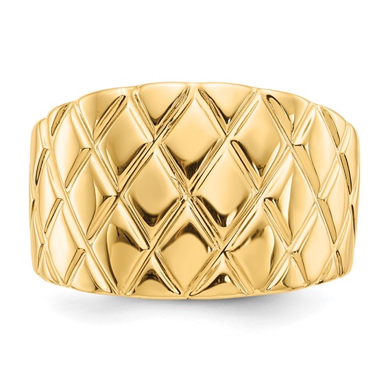 14K Quilted Pattern Dome Ring