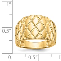 14K Yellow Gold Quilted Pattern Dome Ring view 3